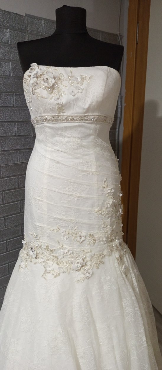 Dantel Detaylı Straplez Prenses Gelinlik - Görsel 3