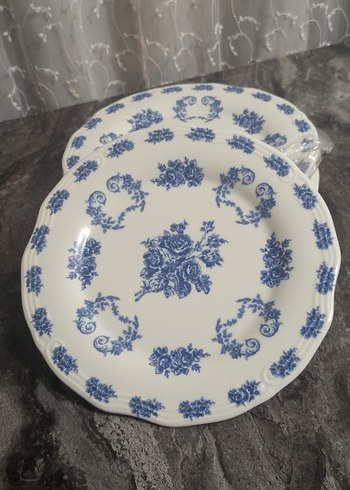 Mavi Çiçek Desenli Yuvarlak Tabak Seti 6lı - Görsel 4