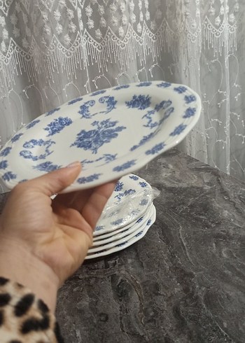 Mavi Çiçek Desenli Yuvarlak Tabak Seti 6lı - Görsel 3