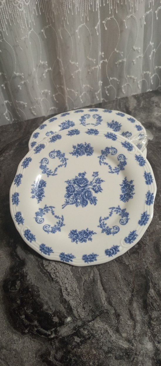 Mavi Çiçek Desenli Yuvarlak Tabak Seti 6lı - Görsel 4