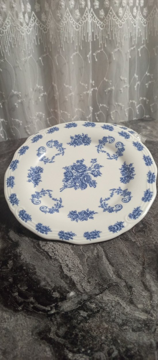 Mavi Çiçek Desenli Yuvarlak Tabak Seti 6lı - Görsel 5