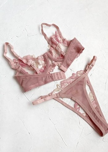 Nakışlı Pembe Mini Bohem Sütyen - Görsel 5
