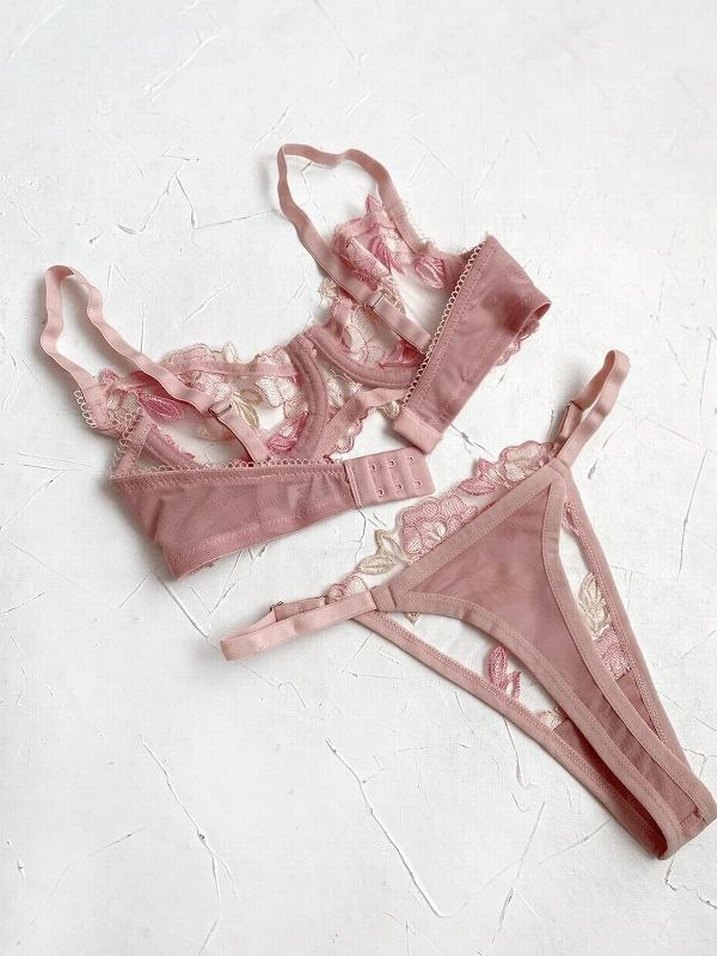 Nakışlı Pembe Mini Bohem Sütyen - Görsel 5