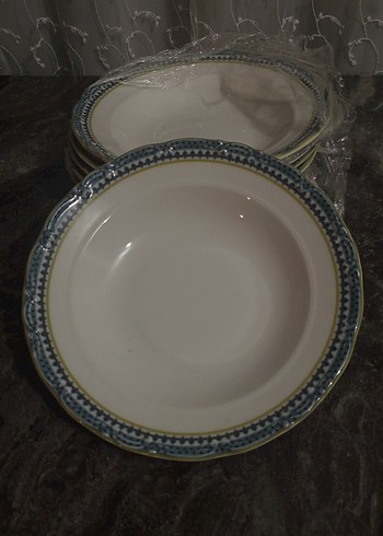 Mavi ve Gri Desenli Yemek Tabağı 6lı - Görsel 9