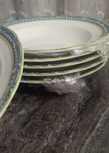 Mavi ve Gri Desenli Yemek Tabağı 6lı - Görsel 3