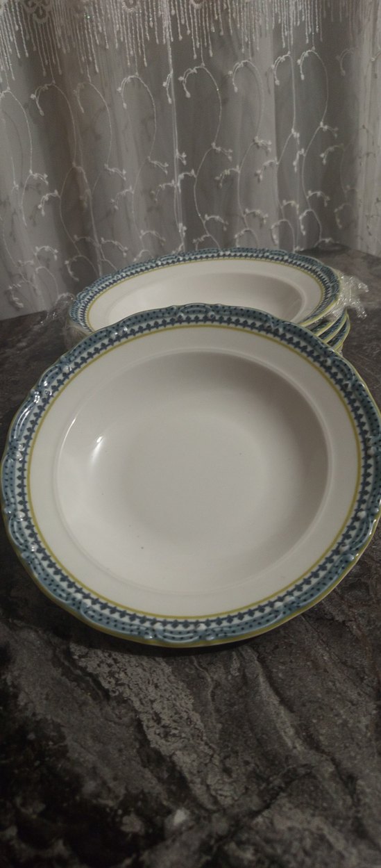 Mavi ve Gri Desenli Yemek Tabağı 6lı - Görsel 4