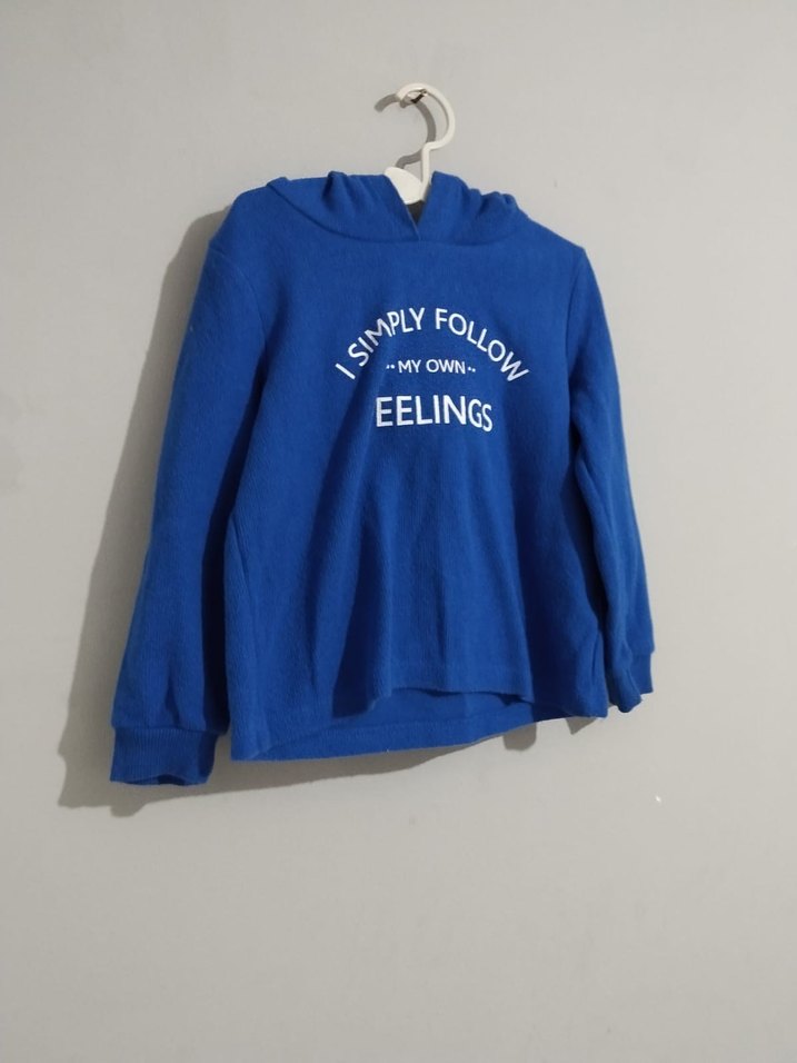 Mavi Kapüşonlu Çocuk Sweatshirt - Görsel 2