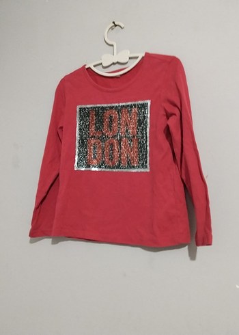 Kız Çocuk Kırmızı Uzun Kollu Baskılı Tişört - Görsel 3