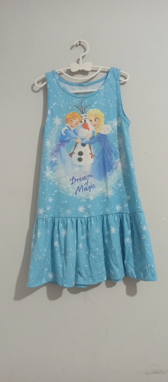 Kolsuz Mavi Baskılı Kız Elbisesi - Görsel 2