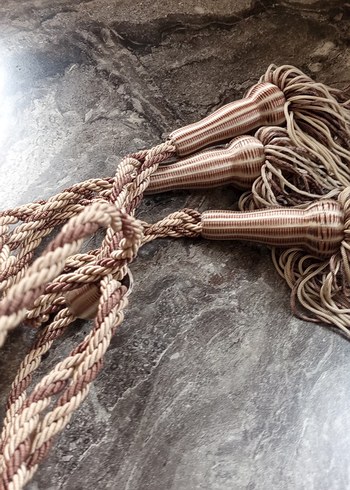 Bohem Tarzı Kahverengi Nakışlı Perde Bağı - Görsel 5