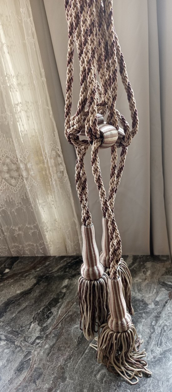 Bohem Tarzı Kahverengi Nakışlı Perde Bağı - Görsel 4