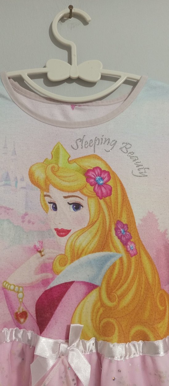 Kız Çocuk Pembe Baskılı Kısa Kollu Elbise - Görsel 4