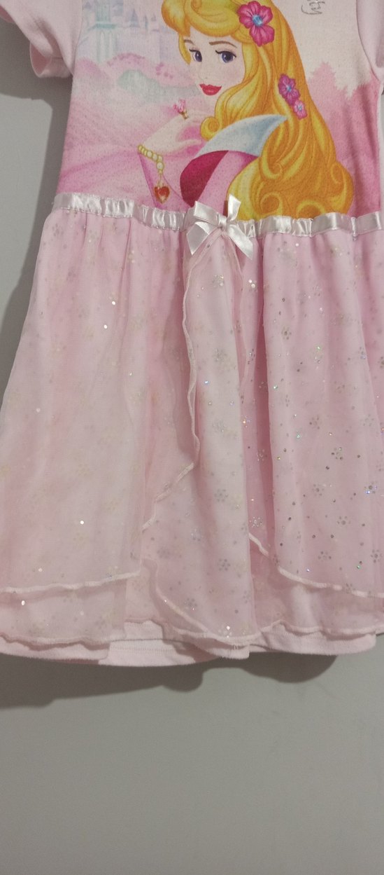 Kız Çocuk Pembe Baskılı Kısa Kollu Elbise - Görsel 2