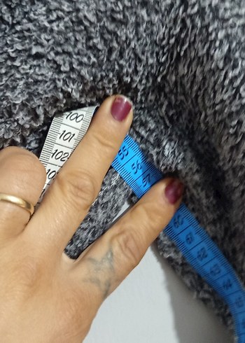 Gri Örgü Yüksek Yakalı Kadın Ceket - Görsel 5