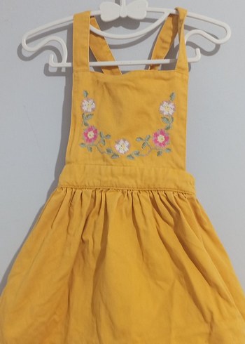 Sarı Nakışlı Kız Çocuk Elbisesi - Görsel 2