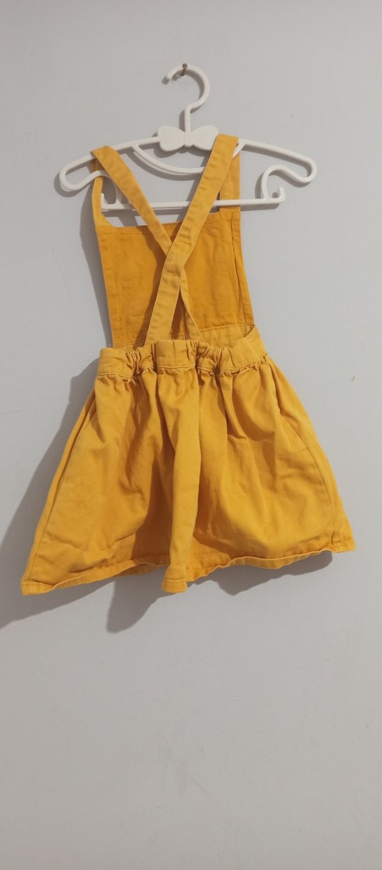 Sarı Nakışlı Kız Çocuk Elbisesi - Görsel 4