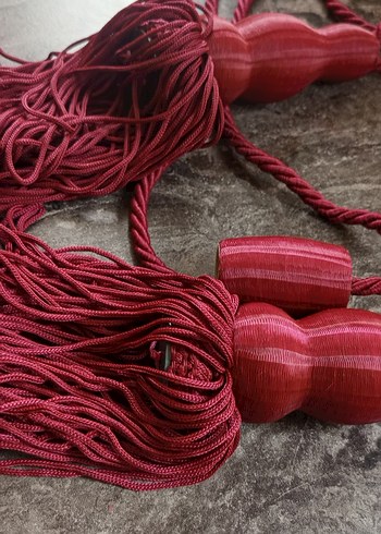 Bordo Bohem Nakışlı Perde Bağı - Görsel 2