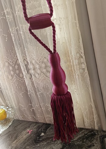 Bordo Bohem Nakışlı Perde Bağı - Görsel 3