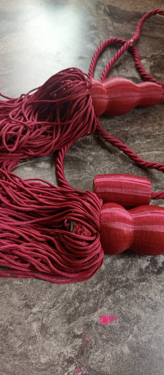 Bordo Bohem Nakışlı Perde Bağı - Görsel 2