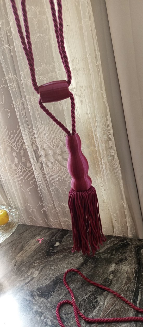 Bordo Bohem Nakışlı Perde Bağı - Görsel 3