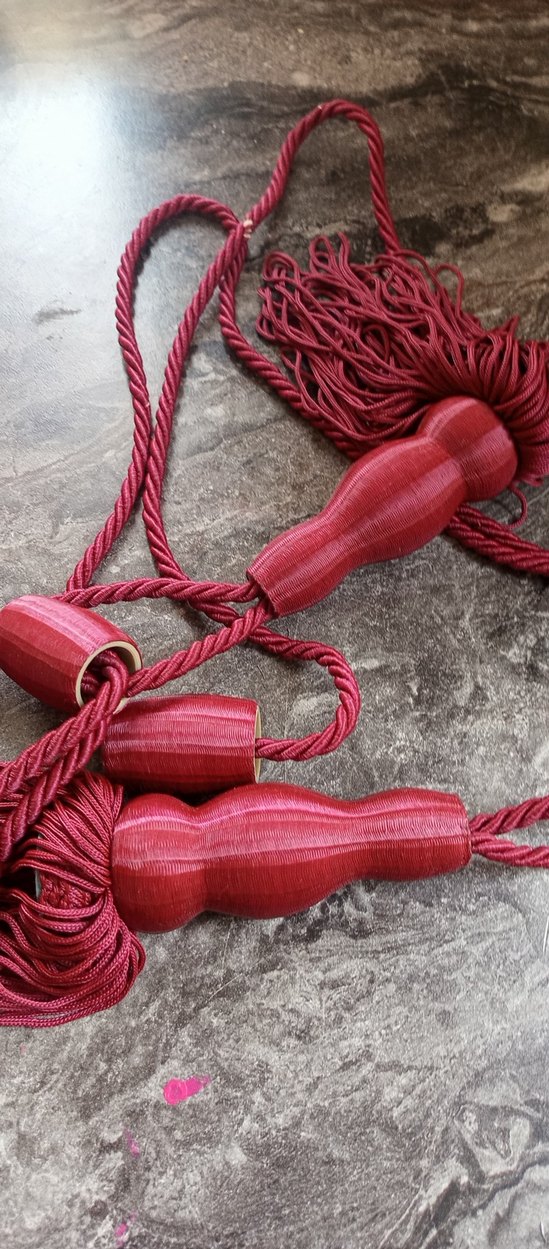 Bordo Bohem Nakışlı Perde Bağı - Görsel 4