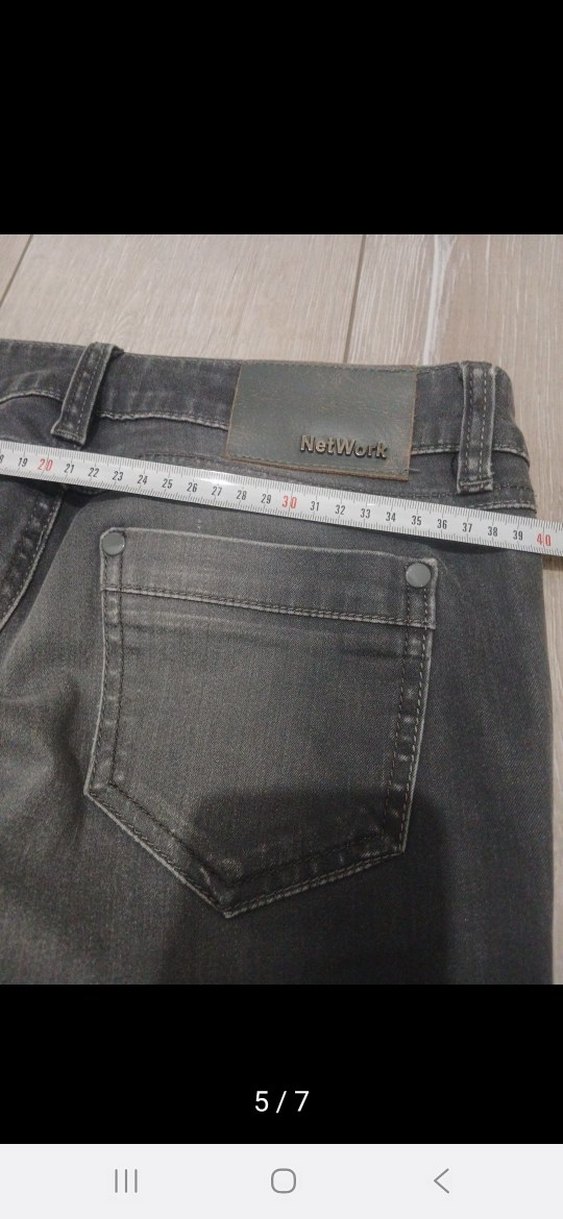 Gri Kadın Denim Pantolon Tokalı Midi Boy - Görsel 5