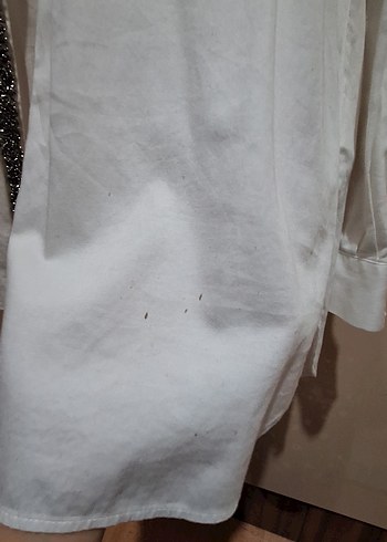 Düğmeli Beyaz Pamuklu  Gömlek - Görsel 5