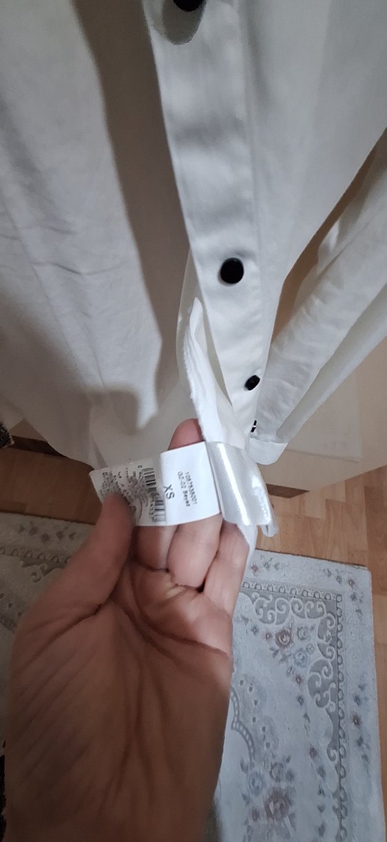 Düğmeli Beyaz Pamuklu  Gömlek - Görsel 3