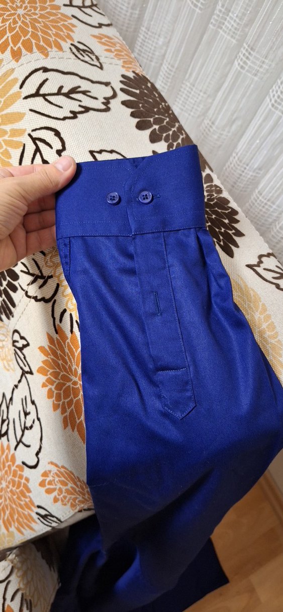 Düğmeli Mavi Erkek Gömlek - Görsel 4