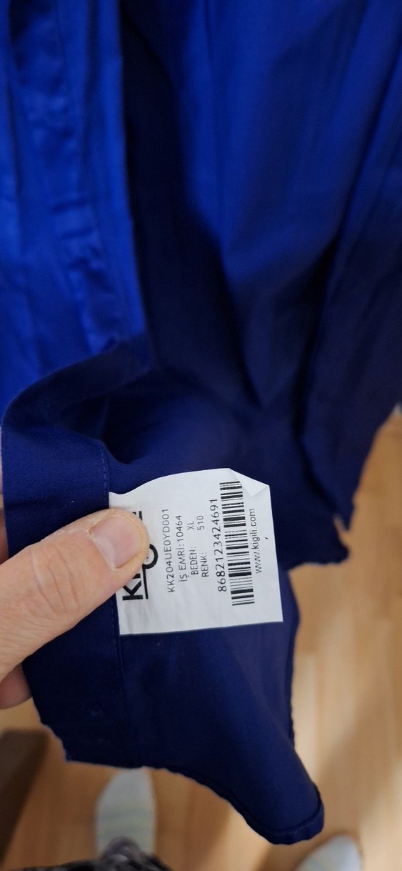 Düğmeli Mavi Erkek Gömlek - Görsel 3