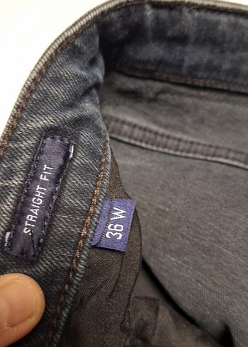 Gri Kadın Kot Pantolon, Normal Boy, Kemer Tokalı - Görsel 4