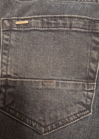 Gri Kadın Kot Pantolon, Normal Boy, Kemer Tokalı - Görsel 3