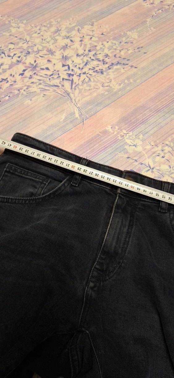 Gri Kadın Kot Pantolon, Normal Boy, Kemer Tokalı - Görsel 5