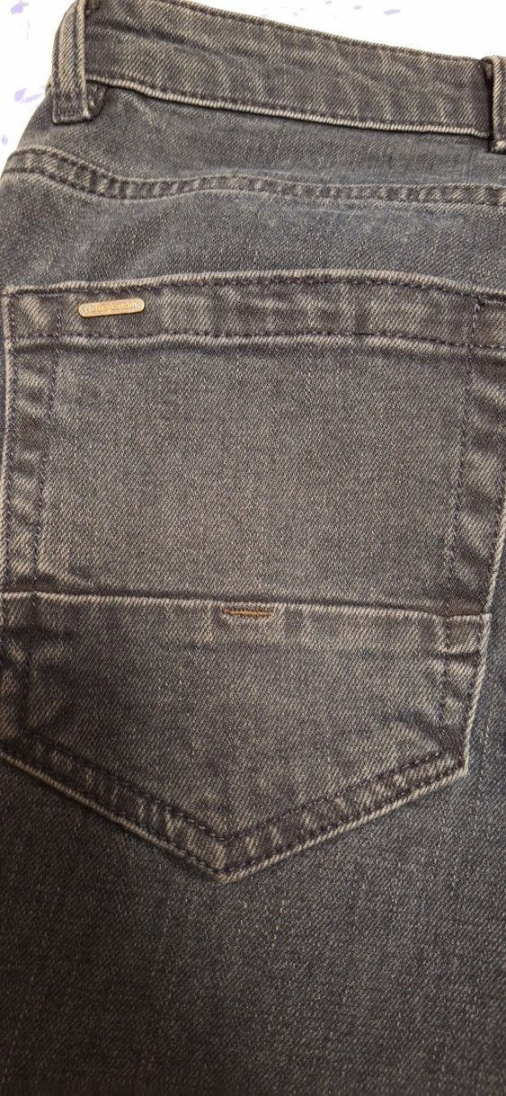 Gri Kadın Kot Pantolon, Normal Boy, Kemer Tokalı - Görsel 3