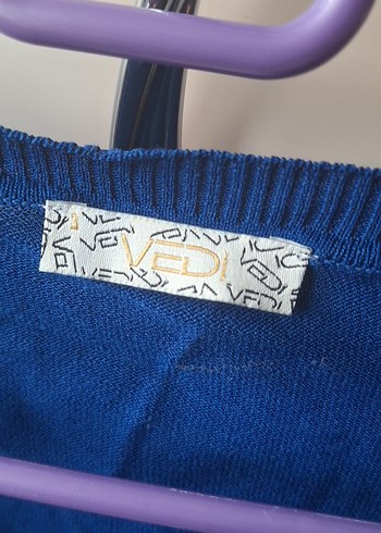 Renkli Kalp Desenli Mavi Kadın Hırka - Görsel 4