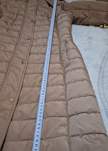 Düğmeli Bej Midi Kadın Mont - Görsel 5