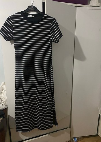 l Beden Gri Zebra Desenli Strappy Midi Elbise