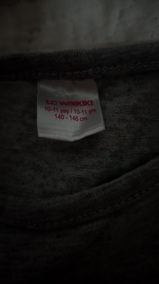 Kız Çocuk Gri Uzun Kollu Baskılı Tişört - Görsel 3