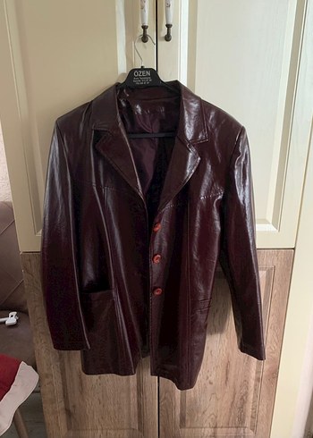 Bordo Deri Vintage Ceket