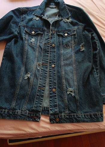 Düğmeli Kadın Mavi Denim Ceket