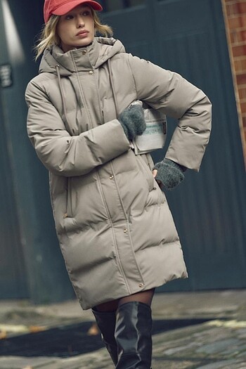 xl Beden kahverengi Renk Zara RÜZGAR GEÇİRMEZ KAPÜŞONLU ŞİŞME ANORAK