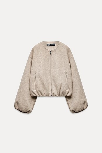 s Beden Zara ELASTİK KENARLI YUMUŞAK BOMBER CEKET