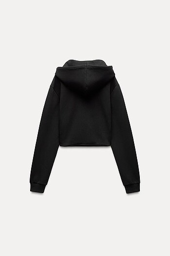 m Beden siyah Renk INTERLOK ÖRGÜ CROP SWEATSHIRT