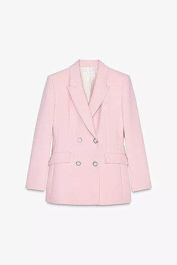 s Beden pembe Renk Zara DİRSEĞİ YAMALI ÇİFT DÜĞMELİ BLAZER