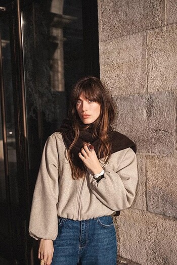 Zara Zara ELASTİK KENARLI YUMUŞAK BOMBER CEKET