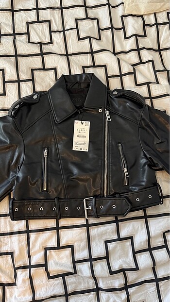 Zara SUNİ DERİ CROP BIKER CEKET