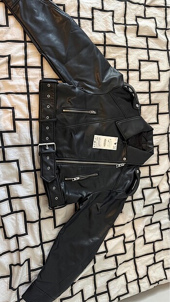 Zara Zara SUNİ DERİ CROP BIKER CEKET