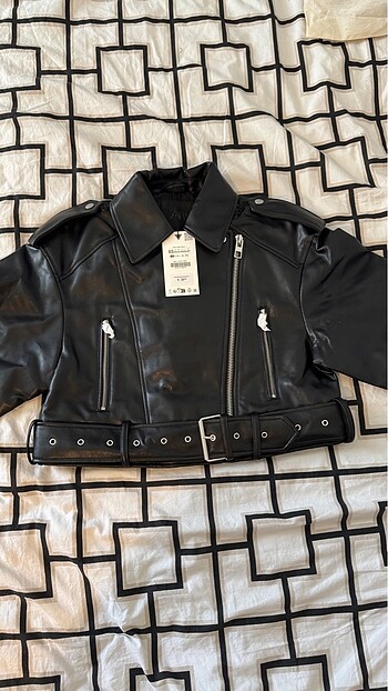 Zara SUNİ DERİ CROP BIKER CEKET