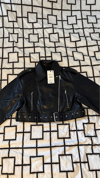 Zara SUNİ DERİ CROP BIKER CEKET