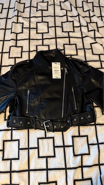 Zara SUNİ DERİ CROP BIKER CEKET